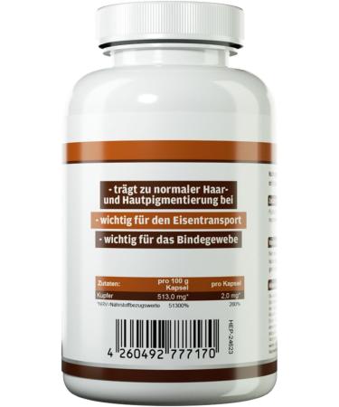 Buy Health+ Copper Gluconate - 90 Capsules | Essential Trace Element & Iron Supplements Made in Germany - International Shipping Available - Buy Online on GoSupps.com
