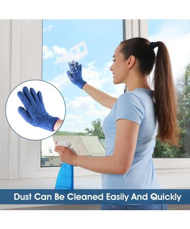 Molain Microfiber Dusting Gloves - Reusable & Washable Mittens for Plants, House Cleaning, Car, Blinds & Lamps - Blue (1 Pair) - Buy Online on GoSupps.com