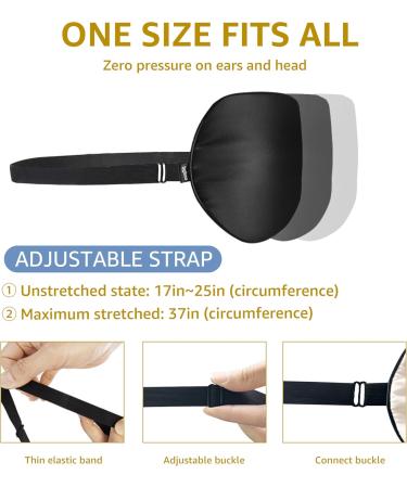 Luxury Pure Silk Sleep Mask | 100% Mulberry Silk | Double-Sided Soft | Adjustable Strap | Full Light Blocking | Ideal for Travel & Sleep (Black - Buy Online on GoSupps.com