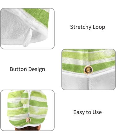 Green Stripe Hair Towel 2 Pack - Super Absorbent Quick Dry Hair Turbans for Women & Girls | Fast International Shipping - Buy Online on GoSupps.com