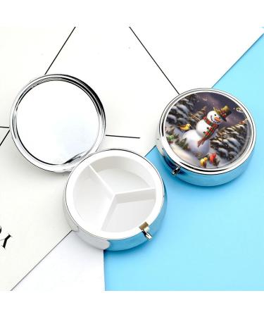 Travel Pill Box Organizer - 3 Compartment Snowman & Christmas Tree Design - Portable Pill Case for Purse & Pocket - Buy Online on GoSupps.com