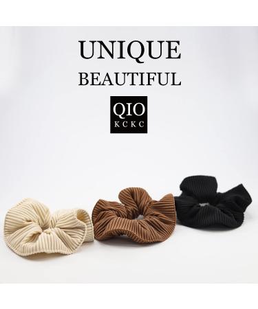 QIOKCKC 3Pcs Big Scrunchies for Thick Hair - Soft Satin Neutral Scrunchies for Women and Girls in Black, Coffee, Off - Buy Online on GoSupps.com