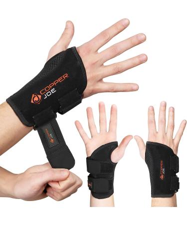 Copper Joe Carpal Tunnel Wrist Brace for Day and Night Support|Compression Wrist Sleeve For Arthritis Tendonitis RSI and Sprain|Adjustable Wrist Splint fit For Men and Women (Left Hand L/XL)