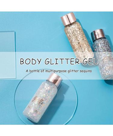 Buy Body Glitter Gel - Silver Champagne Gold & White | Best Festival Makeup & Chunky Glitter for Face & Hair - Buy Online on GoSupps.com