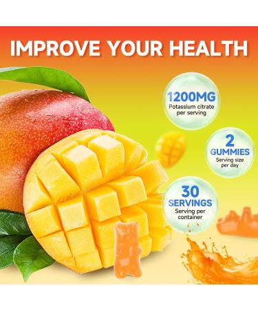 2 Pack Potassium Citrate Gummies High Potassium Supplement Gummies 1200mg for Adults & Kids Support Leg Cramps & Muscle Health Vegan Mango Flavor 120 Count 120 Count (Pack of 1) - Buy Online on GoSupps.com