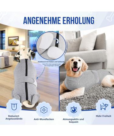Slowton Dog Recovery Suit - Soft Breathable Anti-Wound Licking Zipper Suit for Male Dogs After Surgery - Comfortable E-Neck Band Gray - Buy Online on GoSupps.com