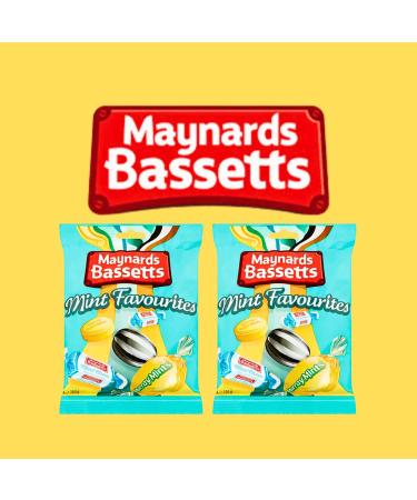 Maynards Bassetts Mint Favourites x 2 Bags 300g Retro Sweets Bundle with Silver Refillable Window Travel Tin - Buy Online on GoSupps.com