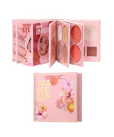 Eyeshadow palette Matte Shimmer Blendable Lip Color book style Bronzer Highlighter Makeup for women birthday Valentine's Day travel vacation party camping outdoor scene