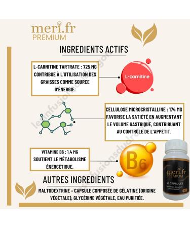Meri.fr PREMIUM Nouvelle Formule Efficace la L-Carnitine | 60 G lules Naturelles | Aide au Contr le de l App tit & M tabolisme des Graisses | Exp di depuis la France - Buy Online on GoSupps.com