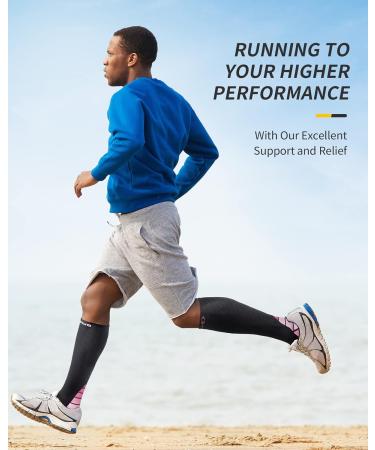 Cambivo Compression Stockings for Men & Women - 2 Pairs | Support Socks for Running Sports Flights Travel & Cycling | L-XL Black & Pink - Buy Online on GoSupps.com