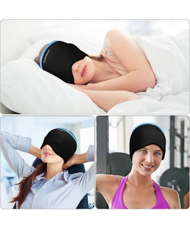 Migraine Ice Head Wrap - Headache Relief Hat for Migraine - Wearable Cap for Puffy Eyes, Sinus & Stress Relief - Hot and Cold Therapy - Blue-Black - Buy Online on GoSupps.com