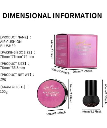  Duroecsain Cushion Blush | Face Makeup with Built-in Mirror Velvety Lip Color with Mushroom Applicator Natural Luminous Effect - Buy Online on GoSupps.com