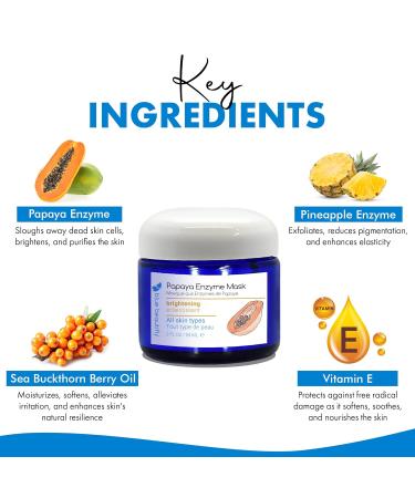 Blue Beautifly Papaya Enzyme Mask - Plant-Based No Artificial Colors Clarifies Skin & Restores Elasticity | 2 fl oz - Buy Online on GoSupps.com