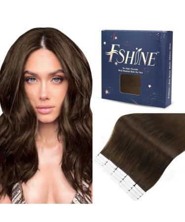 FSHINE TAPE in extensions real hair 45cm chocolate brown real hair extensions tape 50 gram invisible invisible glue in remy human hair extension 20 pieces hair tape extensions real hair #4 1.Tape #4 45cm