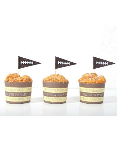 10Pcs Leather Football Cupcake Toppers - Football Themed Birthday Party Decorations Football Bunting Flag Cupcake Toppers Super Bowl Sports Themed Party Decor Boys Football Leather Cupcake Topper - Buy Online on GoSupps.com