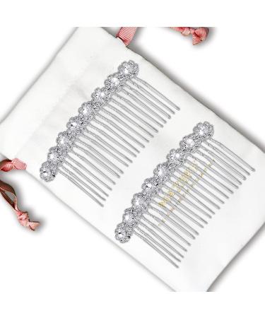 MazBff Bridal Rhinestone Hair Comb Set - Crystal Flower Wedding Hair Clips for Women/Girls - Buy Online on GoSupps.com