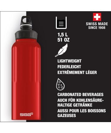 SIGG Alu Sport Drinking Bottle - WMB Traveler Red - 1.5L Climate-Neutral Leak-Proof BPA-Free Ideal for Carbonated Drinks - Buy Online on GoSupps.com