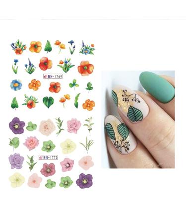 Summer Blooming Flower Nail Art Stickers - Chrysanthemum, Peony & Butterfly Designs | 12 Water Transfer Decals for Manicure - Buy Online on GoSupps.com