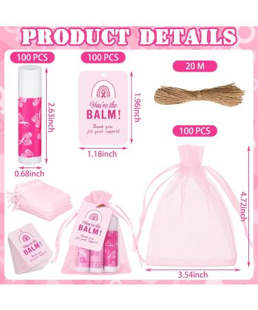 100 Pink Ribbon Breast Cancer Awareness Gift Sets - Bulk Lip Balms Organza Bags & Tags for Charity Events - Buy Online on GoSupps.com
