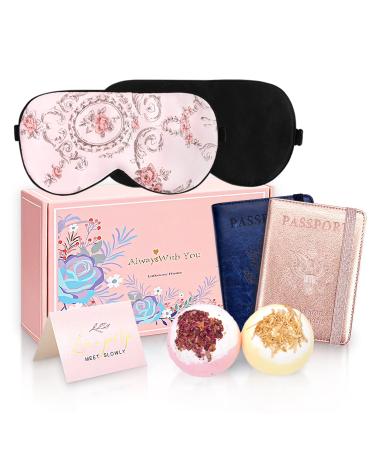19 Momme 100% Pure Mulberry Silk Sleeping Eye Masks and Passport Holders for Wedding Gifts Honeymoon Gifts for Newlywed Wedding Gifts for Couples Just Married Gifts for Travel Luxury