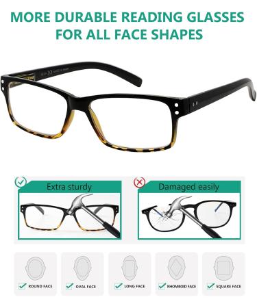 Eyekepper 5-Piece Classic Spring Hinge Reading Glasses Set - Stylish Black/Yellow Sun Reading Glasses with 0.0 Diopter Transparent Lenses for Ultimate Comfort - Buy Online on GoSupps.com