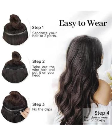 Hair Extensions 22 Inch Invisible Wire Hair Extensions Synthetic Long Wavy Hairpieces with 4 Secure Clips in Hair Extensions for Women Daily Party Use Hair Pieces(8H27) 22inches 8H27 - Buy Online on GoSupps.com