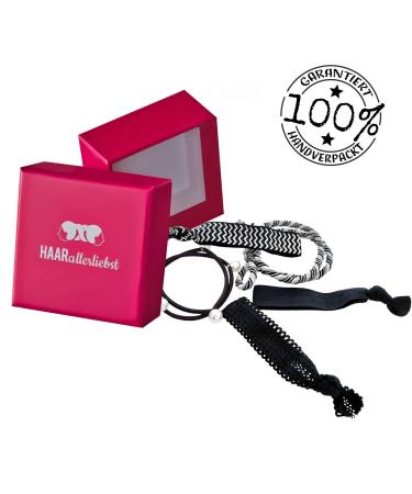 HAARallerliebst Hair Ties Bracelets Set - 5 Pieces in Pink & Black with Storage Box - Perfect for International Shipping - Buy Online on GoSupps.com
