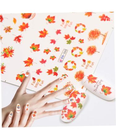 Autumn Nail Stickers Fall Nail Stickers Autumn Maple Leaves Pumpkin Turkey Nail Art Stickers Thanksgiving Themed Water Transfer Nail Decorations 12 Sheets/Set Fall Nail Decals - Buy Online on GoSupps.com