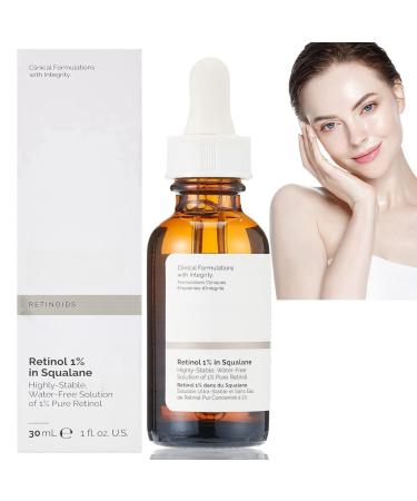 Retinol 1% in Squalane 30ml Retinol Serum for Face/Neck/Eyes Anti Aging Facial Serum for Moisturizing Retinol Face Serum High-Strength Face Serum for Activate Skin Reduce Fine Lines Wrinkles Skincare
