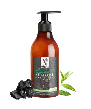 Nutriglow Natural's Bamboo & Charcoal Hand & Body Lotion with Bamboo Charcoal Powder | Honey with Shea Butter | Instant Skin Smoothening | Skin Purifying | No Parabens & Silicones_300 Ml
