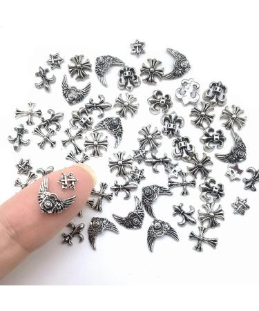 60pcs Metal Silver Cross Nail Charms | 3D Vintage Jewels for DIY Nail Craft | Bulk Decorations Kit - Buy Online on GoSupps.com