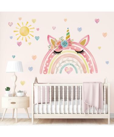 Wondever Watercolor Unicorn Rainbow Wall Stickers - Peel and Stick Decals for Girls Bedroom and Nursery - Buy Online on GoSupps.com