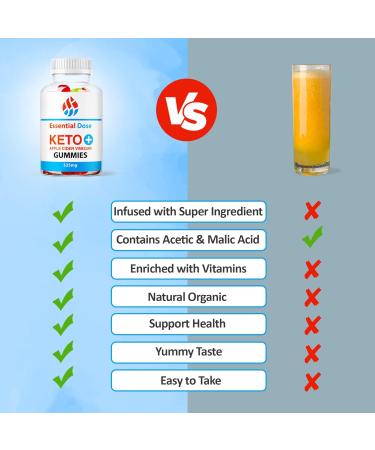 Accelerate Ketosis with Essential Dose Keto+ Apple Cider Vinegar Gummies - Boost Energy & Mental Clarity - Non-GMO Gluten-Free Formula - 30 Gummies - Buy Online on GoSupps.com