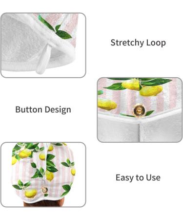 Lemon Stripe Dry Hair Cap & Quick Dry Towel Set | Super Absorbent Soft Comfortable | Shop Internationally - Buy Online on GoSupps.com