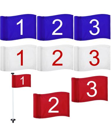 9 Pcs Putting Green Flags 8'' x 6'' Nylon Numbered Golf Flag Tube Inserted Golf Flag for Indoor Outdoor Backyard Practice Game