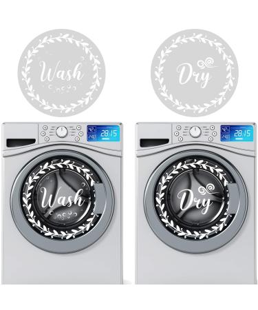 4 Pieces Wash and Dry Decal Sticker Quote Wash Dry Vinyl Laundry Stickers Washing Machine Decal Decals Laundry Art Signs Quote Stickers for Decoration Supplies, 13 Inch (White)