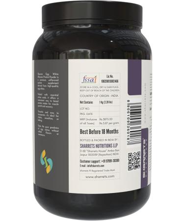 Sharrets Egg White Protein Powder 2.2 lbs - Unflavored Halal Non-GMO Gluten & Dairy-Free - Ideal for Fitness Bodybuilding and Family Use - Buy Online on GoSupps.com
