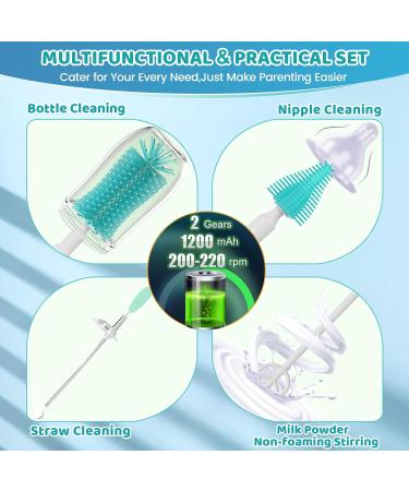 Orzbow Electric Baby Bottle Brush Set - Portable UV Sterilizer Nipple Brush & Draining Stand - Perfect for Clean Baby Bottles | Buy Now - Buy Online on GoSupps.com