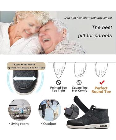 Women's Wide Width Elderly Shoes - Winter Thermal Fleece Lined Adjustable Edema & Diabetic Shoes - Lightweight Non-Slip Walking Shoes for Seniors - Size 9 Black - Buy Online on GoSupps.com