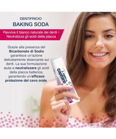 Buy 8x Pasta del Capitano Baking Soda Toothpaste - Natural Whitening 100ml + Free Beni Culinari Keychain - International Shipping Available! - Buy Online on GoSupps.com