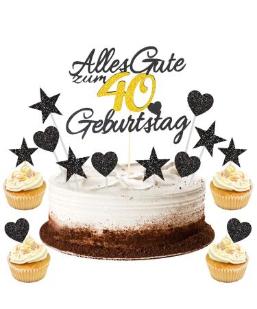 Gold rock 11 pieces of cakes decoration 40 birthday man woman tortendendeco birthday 40 Kuchendeko 40 birthday decoration happy birthday 40.40.Birthday men women cake decoration cake topper 40 years Happy 40th birthday - Buy Online on GoSupps.com