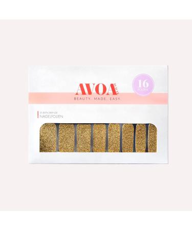 AVOA Beauty Nail Foil - Gold Rush | Long-lasting Gold Glitter Nail Wraps | 16 Self-Adhesive Designs for Stunning Nails - Buy Online on GoSupps.com