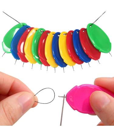 Needle Threaders TOOVREN Needle Threader Tool Needle Threaders for Hand Sewing with Clear Box Simple Needle Threader Great for Needle Work Sewing Machine Embroidery Cross-Stitch 5 Colors Random 12 Count (Pack of 1)