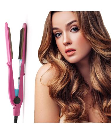 Hair Crimper Iron Titanium Alloy Plate Hair Crimper Crimping Curler Plates Styling Tools with 5 Heat Setting for Women Girls PTC Heating Core Hair Waver