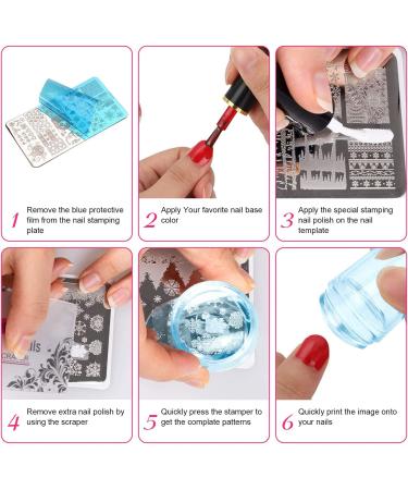 Longbest Nail Stamping Plate Set - 6pcs DIY Nail Art Templates for Women | International Shipping Available - Buy Online on GoSupps.com