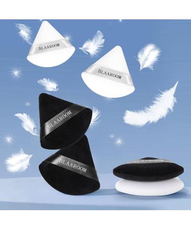 Velour Triangle Powder Puff & Kabuki Brush Set for Flawless Face Makeup | Black+White - Buy Online on GoSupps.com