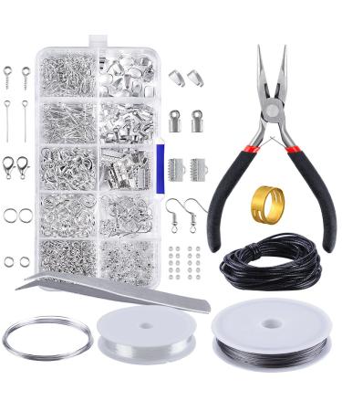 PP OPOUNT Jewelry Findings Set Jewelry Making Kit Jewelry Findings Starter Kit Jewelry Beading Making and Repair Tools Kit Pliers Silver Beads Wire Starter Tool - Buy Online on GoSupps.com