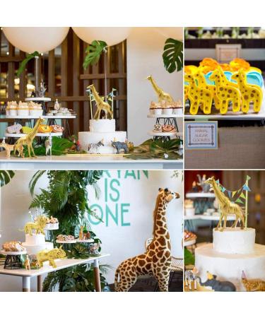 12PCS Metallic Gold Plastic Animal Figurines - Jumbo Safari Zoo Figures for Baby Shower Decor & Party - Elephant, Lion, Giraffe and More - Buy Online on GoSupps.com