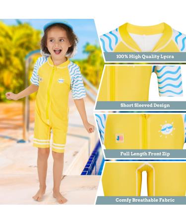 Juicy Bumbles Baby Swimsuit - One Piece Toddler Swimming Costume - Short Sleeve Boys and Girls Swimsuit (6 Months - 5 Years) - Buy Online on GoSupps.com