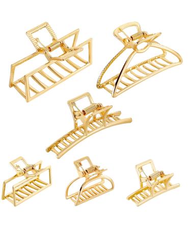 6 Pcs Metal Hair Claw Clips Mini Gold Hair Clamps Large Nonslip Hair Clips Banana Hair Styling Accessories Catch Hair Barrettes for Women  2 Sizes